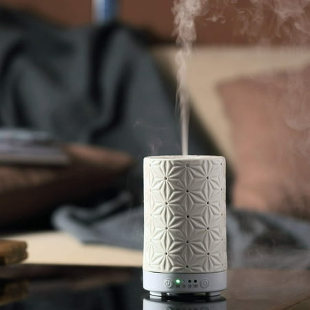 Starmoon Aromatherapy Essential Oils Diffuser, Ultrasonic Humidifier, Bauhinia Pattern, White