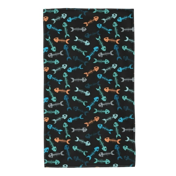 Balery Little Fish Skeleton Toalla de Microfibra Premium con Estampado – 27.5x16 pulgadas, Alta Absorción, Suave y Aterciopelada, Secado Rápido