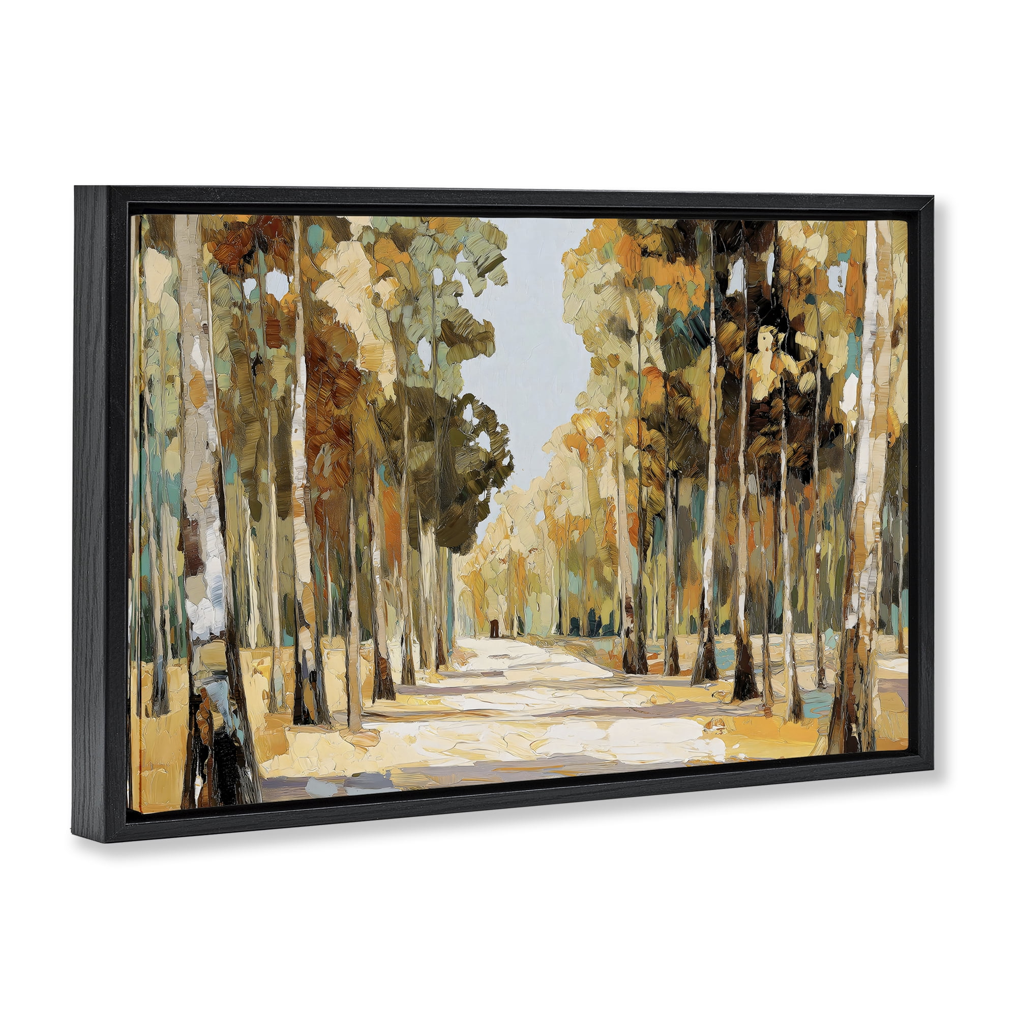 Stupell Industries Modern Impressionist Fall Forest Black Framed Floater Canvas Wall Art, design by Gina Kelly