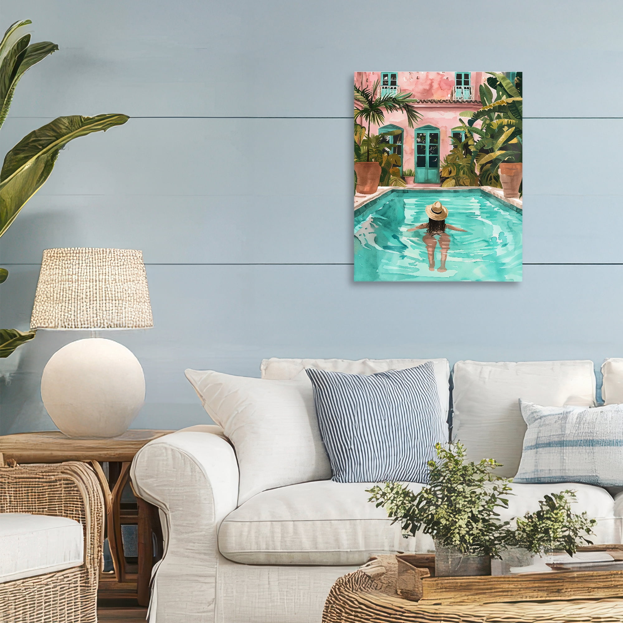 Stupell Industries Girl Swimming In Pool Canvas Wall Art, design by The Prints Vibe