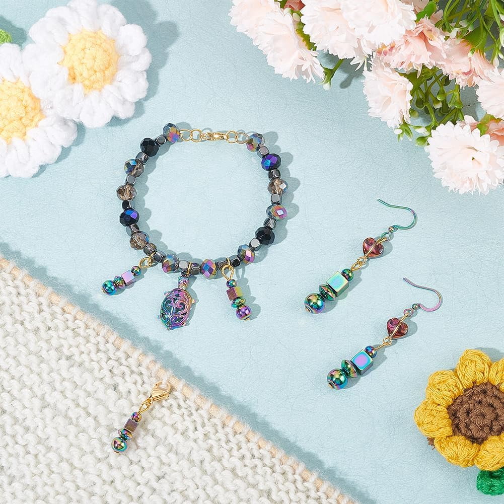 24 Pcs Rainbow Color Beaded Pendant Stitch Markers 304 Stainless Steel Crochet Stitch Marker Removable Lobster Clasp Locking Stitch Marker for Weaving Sewing Needleworks Jewelry Making colorful DIY