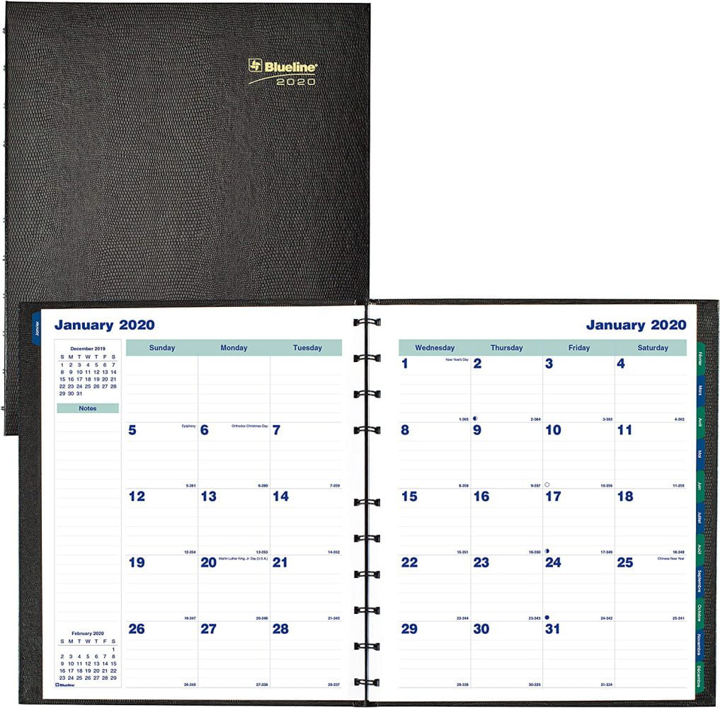 Soft Black Cover Bilingual C5100.81BTX-2019 Blueline 2019 Weekly Planner 8 x 5 