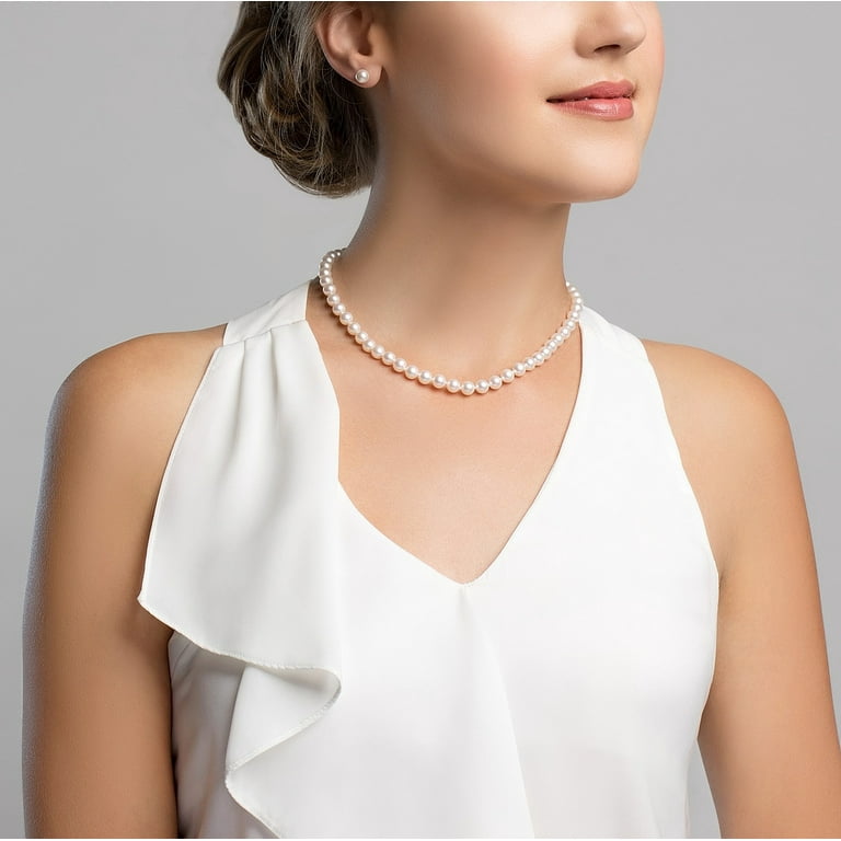 6.5 7mm AAA Quality Round White Freshwater Cultured Pearl Necklace