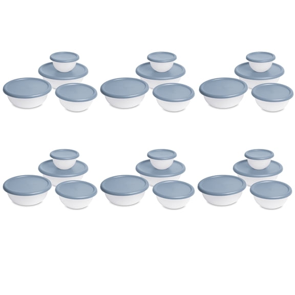 Sterilite 8 Piece Covered Bowl Set, Four Lidded Sizes, For Prep, Serve & Store, Light Blue, 6 Count
