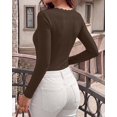 thumbnail image 4 of BTFBM Lace Deep V Neck Fitted Long Sleeve Shirts for Women | Womens Fall Fashion, Casual T Shirt, Base Layer, Basic Undershirts, Slim Fit Going Out Tops, Date Night Out Outfits, 4 of 9