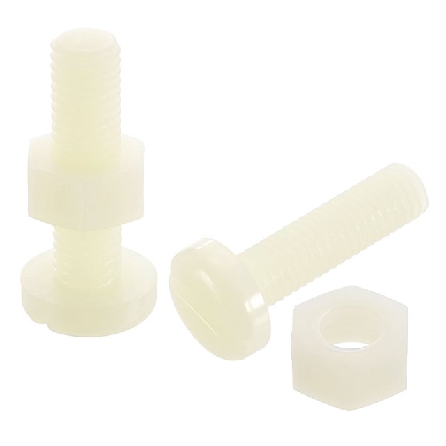 50Set Nylon Screw Nut Assortment, M8-1.25x30mm Slotted Pan Head Screws & M8 Nuts