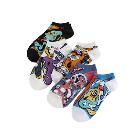 

WDIRARA Men s 5 Pairs Graphic Print Socks Casual Crew Socks Ankle Socks Multicolor Cartoon one-size