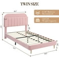 thumbnail image 3 of Kojooin Velvet Platform Bed with Storage Headboard and Bookcase, Upholstered Bed Frame for Kids or Girls, Easy Assembly, 3 of 9