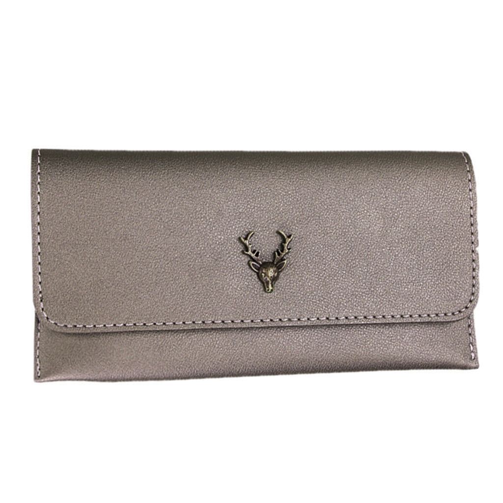 Retro Girls Leather Long Paragraph Simple Solid Color Deer Purse Wallet