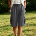 thumbnail image 5 of XYAIYT Womens Cargo Shorts with Multi-Pockets Knee Length Elastic Waist Short Pants for Hiking Outdoor Summer, 5 of 6