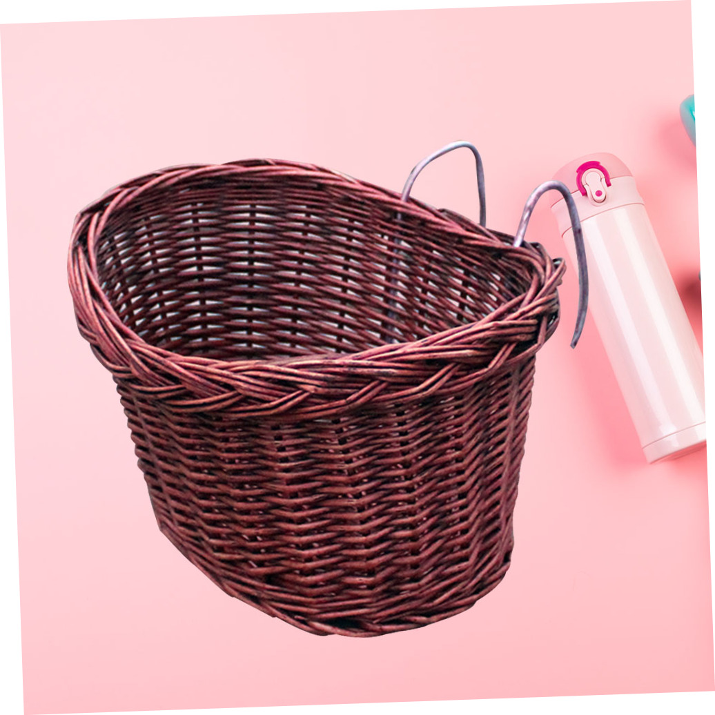 TABLZONE Willow Rattan Front Bike Basket with Handlebar Mount, Brown, Spacious Storage for Easy Carrying and Daily Use