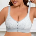 thumbnail image 7 of Dorinao Women's Plus Size Front Buckle Wireless Bra – Adjustable Straps with Printed Design, Gray, 32B, 7 of 7