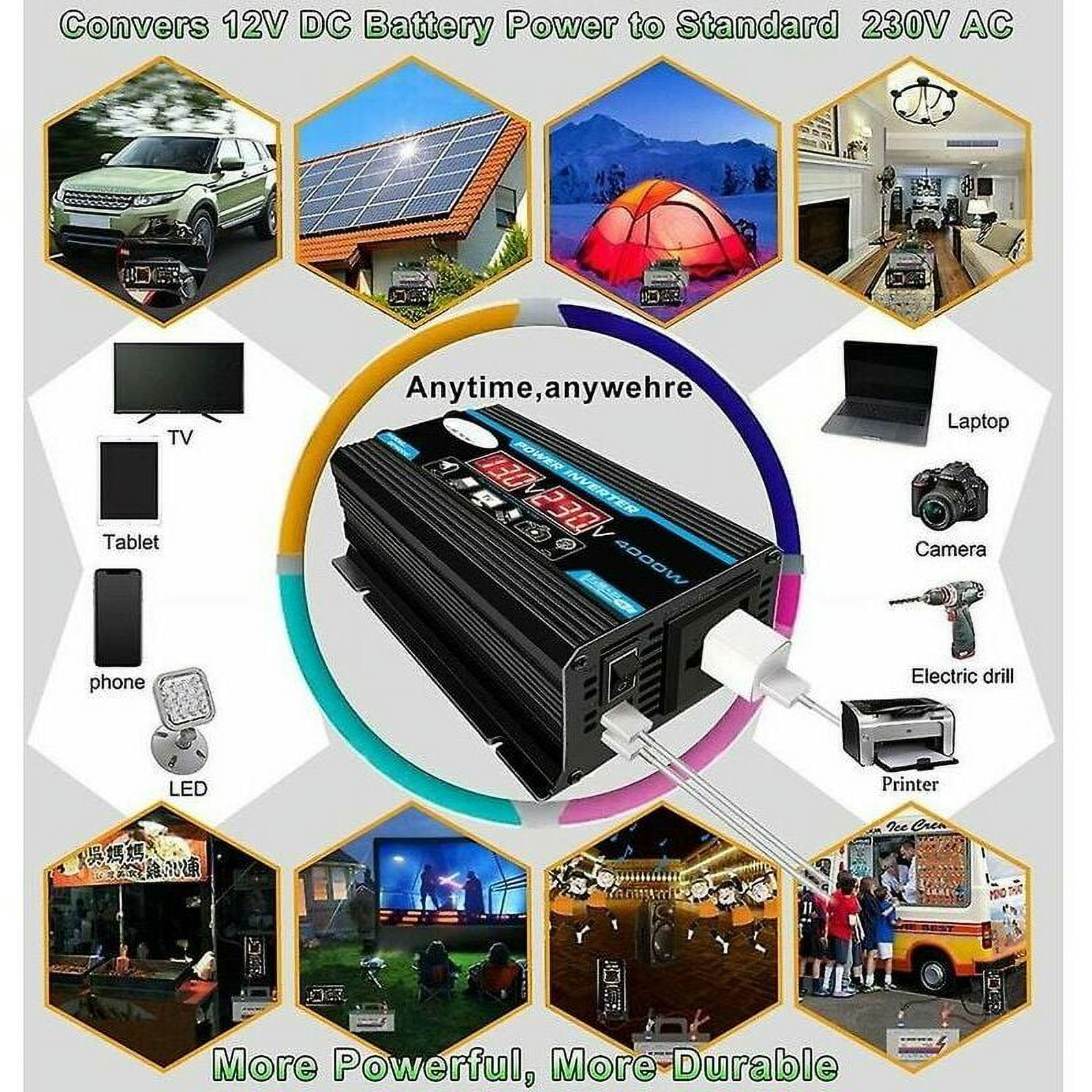 Bekayaa 2000 Watt Pure Sine Wave Inverter, 24V DC to 220V AC Converter for RV, Truck, Camping, with LED Display, Dual AC Outlets, USB Port