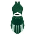 thumbnail image 5 of Yruioon Big Girl's Camisole Lyrical Dance Dress Ballet Gymnastics Skirted Leotard Latin Jazz Modern Green 8, 5 of 9