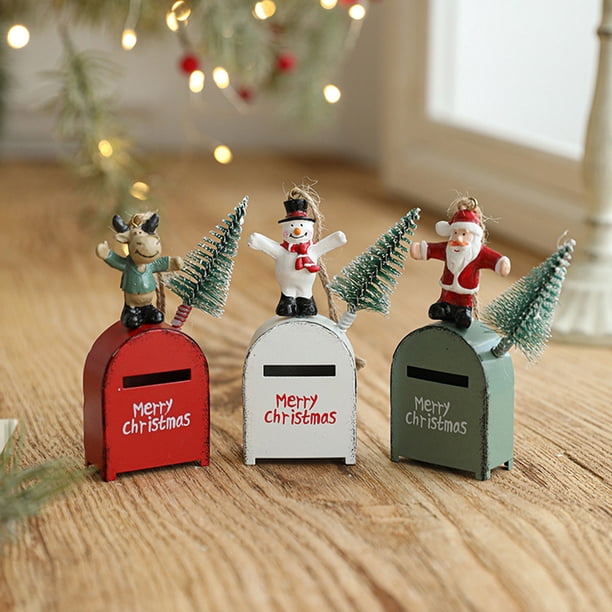 ¡Gran Ahorro en tu Compra!, Adorno colgante para árbol de Navidad, buzón de Navidad, decoración con pintura de hierro, adornos navideños colgantes, colgante personalizado Akmoler
