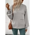 thumbnail image 2 of Textured Knit Drop Shoulder Pocket Sweater, Gray, Small, 2 of 5