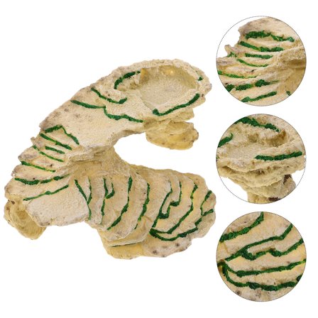 Baluue Reptile Basking Platform Rock Basking Platform Resin Khaki Sunbathing Pet Enclosure 1Pack