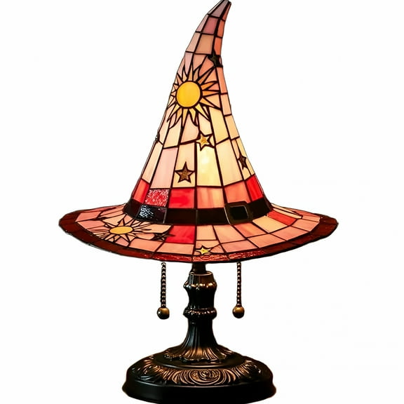 LAMIRO Witch Hat Lamp, Autumn Witch Lamp, Witchs Hat Lamps Stained Glass, for Bedroom Party of Holiday Decoration (F, Small)