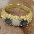 thumbnail image 5 of LBG British Made 14k Yellow Gold Natural Opal & Sapphire Womens Anniversary Ring - 33 size options - Size 12, 5 of 7