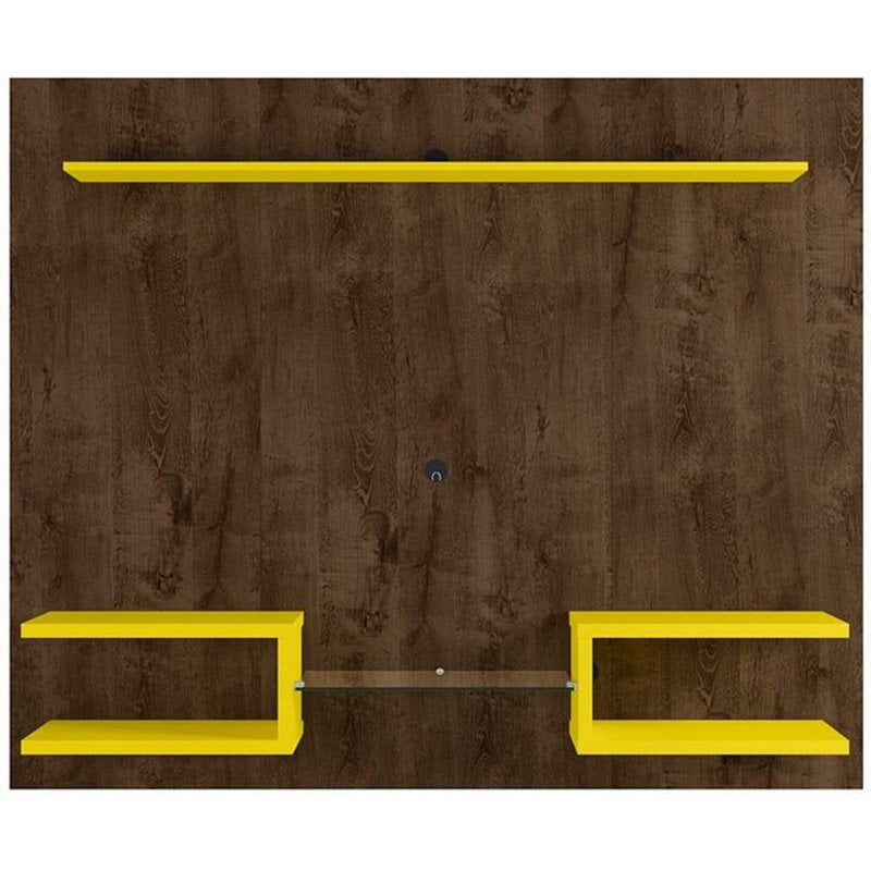 Manhattan Comfort Plaza 64" Wood Floating Entertainment Center in Brown/Yellow
