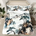 thumbnail image 2 of Erosebridal Botanical Pine Tree Bed Sheets Set Full Size,Japanese Style Bedding Full Size,Ink Paint Room Decorative,Breathable,4pcs, 2 of 7