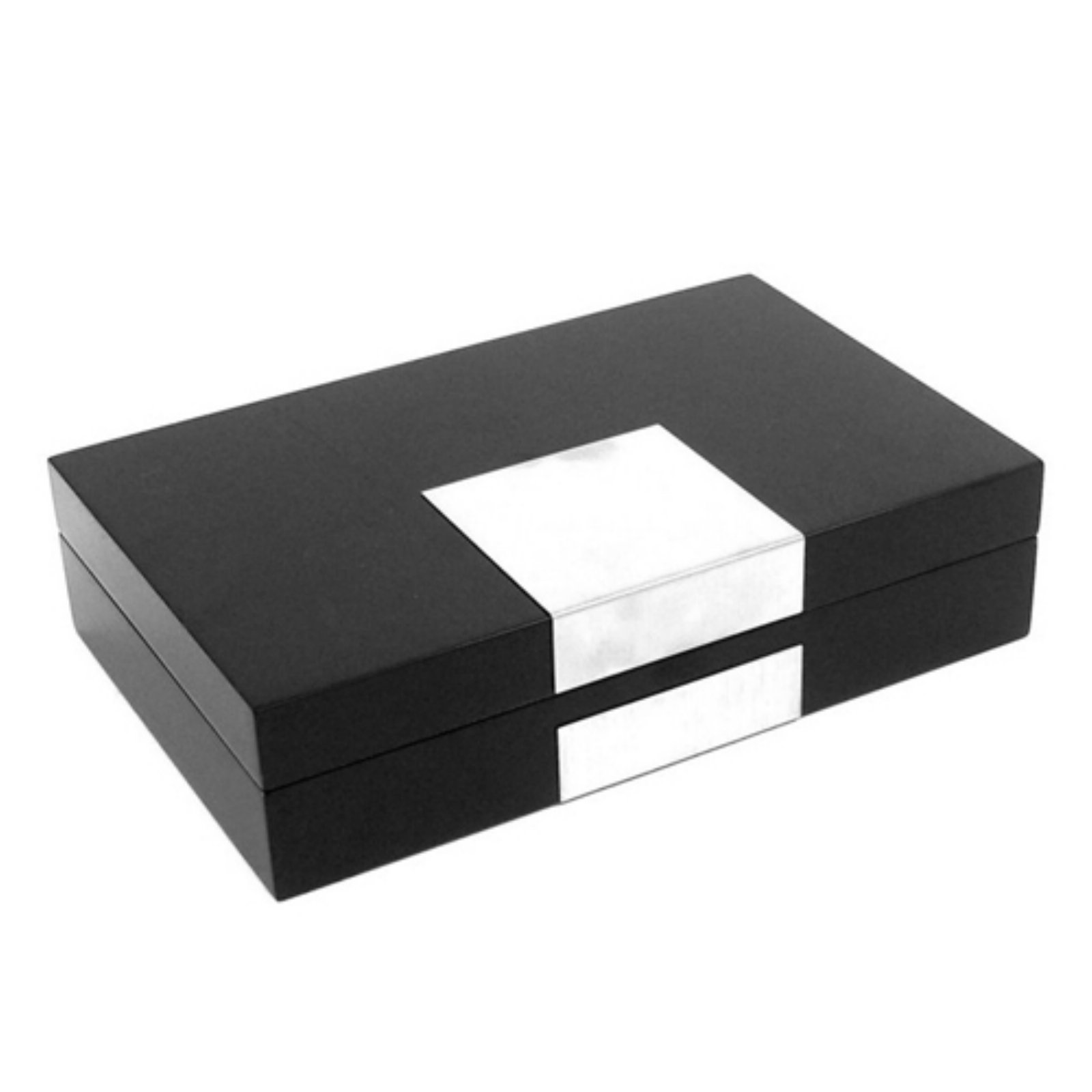 Black Wood Lacquered Finish Jewelry Box - 9.75L x 2.5H in