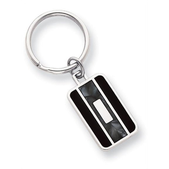 Rhodium-plated Black & Grey Colored Key Ring Size