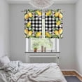 thumbnail image 6 of 2 Panels Kitchen Tier Curtains 39 Inch Length, Lemon Grommets Window Treatment Curtain, Black Plaid Check Yellow Fruit Flower Floral Thermal Curtains Drapes for Living Room/Bathroom, 6 of 9
