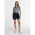 thumbnail image 3 of Time and Tru Women's Ribbed Scoop Neck Tee with Short Sleeves, Sizes XS-XXXL, 3 of 6