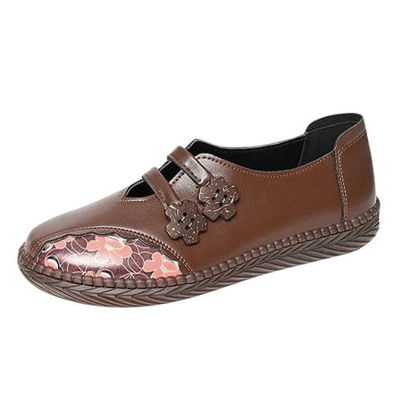 

Casual Shoes for Women Women S Fashion Soft Leather Beef Tendon Soft Bottom Flat Heel Single Shoes Round Toe Four Seasons Middle Aged And Elderly Shoes Women Casual Shoes Pu Brown 40