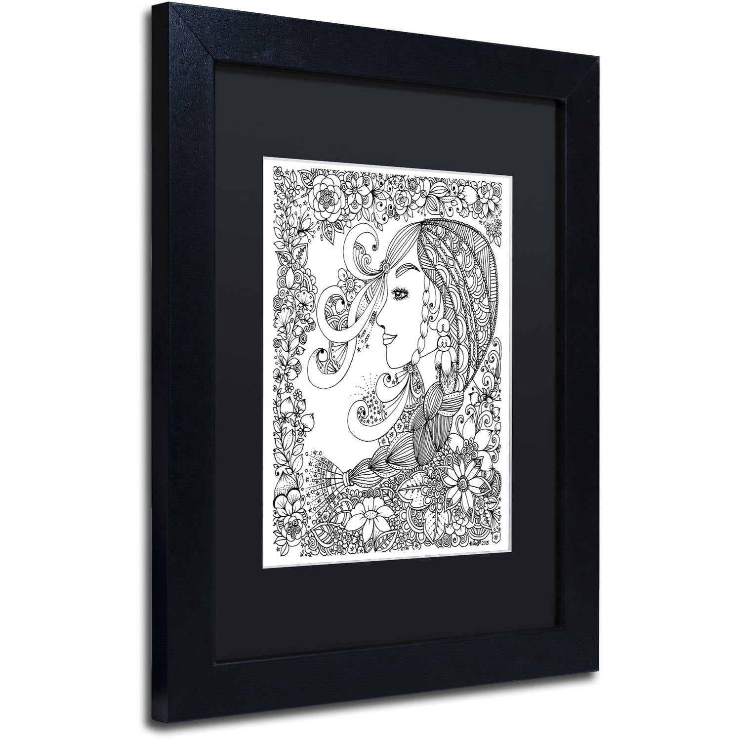 Trademark Fine Art "Woman 2" Canvas Art by KCDoodleArt Black Matte, Black Frame