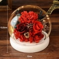 thumbnail image 2 of Decoración de flores eternas, cubierta de cristal esférica de clavel rosa con luz, regalo de cumpleaños, regalo de vacaciones para familiares y amigos, 2 of 5