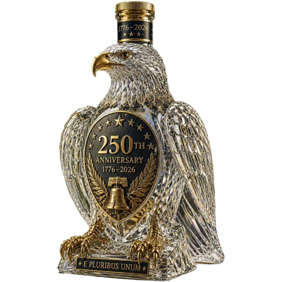 American Eagle 250th Anniversary Commemorative Bottle 350ML,USA Patriotic Eagle Whiskey Decanter with Liberty Bell Emblem, Home Bar Display Decor, Gift for Veterans Dad History Lovers