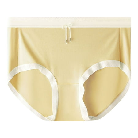 Ashirexll Underwear Women  Silk Underwear for Women Solid Color Lightweight Traceless Breathable Comfortable Mid Waist Panties for Women Yellow B Free Size