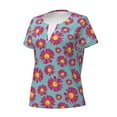 thumbnail image 2 of Naloa Daisies Flowers Print T-Shirts Short Sleeve V Neck Tees for Women Fashion Tops Trendy Lightweight Soft Casual Summer Outfits Clothes, 2 of 5