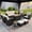 Black-Beige, variant on LayinSun 7 Pieces Patio Outdoor Conversation Set, Wicker Furniture Set with Swivel Chairs and Fire Pit Table 7-Seat