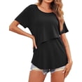 thumbnail image 2 of Oudiya Women Maternity Tops Short Sleeve Nursing Shirts 3 Pack Double Layer Breastfeeding Blouse Pregnancy Clothes S-XXL, 2 of 7