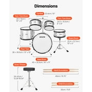 VEVOR Kids Drum Set,5-Piece 16 in Junior Drum Sets, Beginner Drums Set with Adjustable Throne, Cymbal & Two Pairs of Drumsticks, Musical Learning Drums Kit,(Silver)