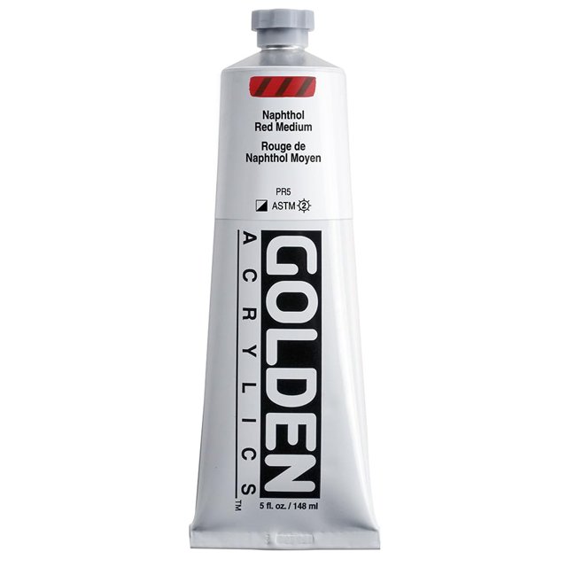 Pinturas acrílicas de color de cuerpo pesado de 5 onzas Color: Rojo naftol Medio