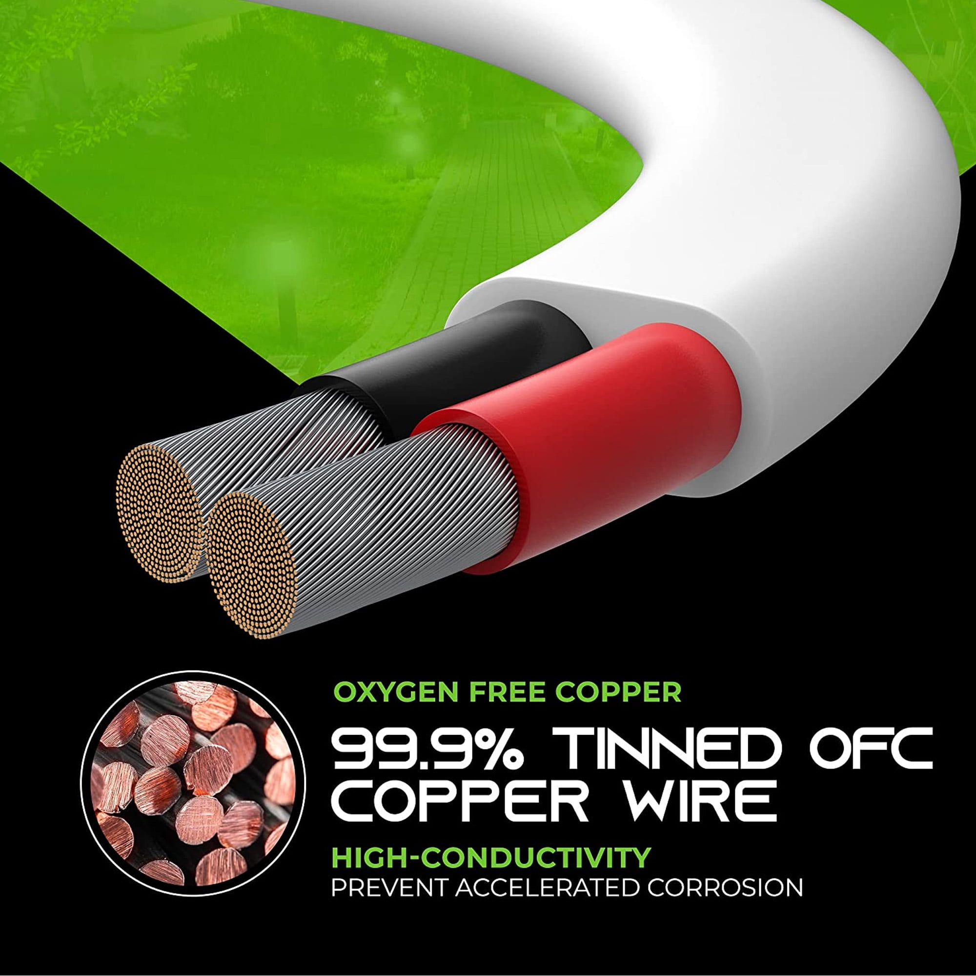 GEARit 16 Gauge Wire Speaker Cable 50 Ft Marine Grade OFC Copper for Boat Stereo Systems, 2 Conductor Audio Installation, White