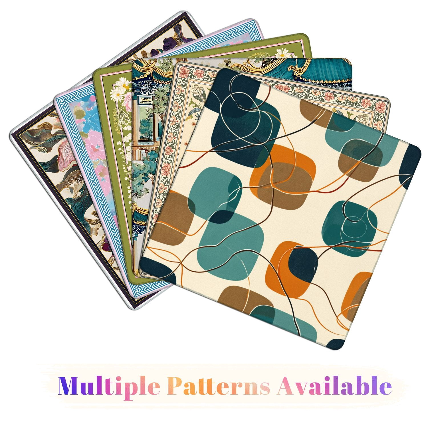 Mahjong Mat 31.5" x 31.5" Abstract Mid Century Modern Geometric Retro Shapes Teal Orange Beige Non-Slip Noise Reduction American Mahjong Tiles Table Cover for Dominoes Poker Card Board Games Gift