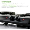 thumbnail image 3 of Ovente Electric Double Coil Burner 6 & 5.75 Inch Hot Plate Cooktop with Dual 5 Level Temperature Control & Easy Clean Stainless Steel Base 1700W Portable Stove for Home Dorm Office Black BGC102B, 3 of 8