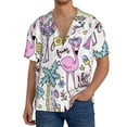 thumbnail image 3 of Fotbe Summer with Flamingo print Short Sleeve Button Down Shirts for Men Casual Summer Beach Wrinkle Free Shirt-Medium, 3 of 7