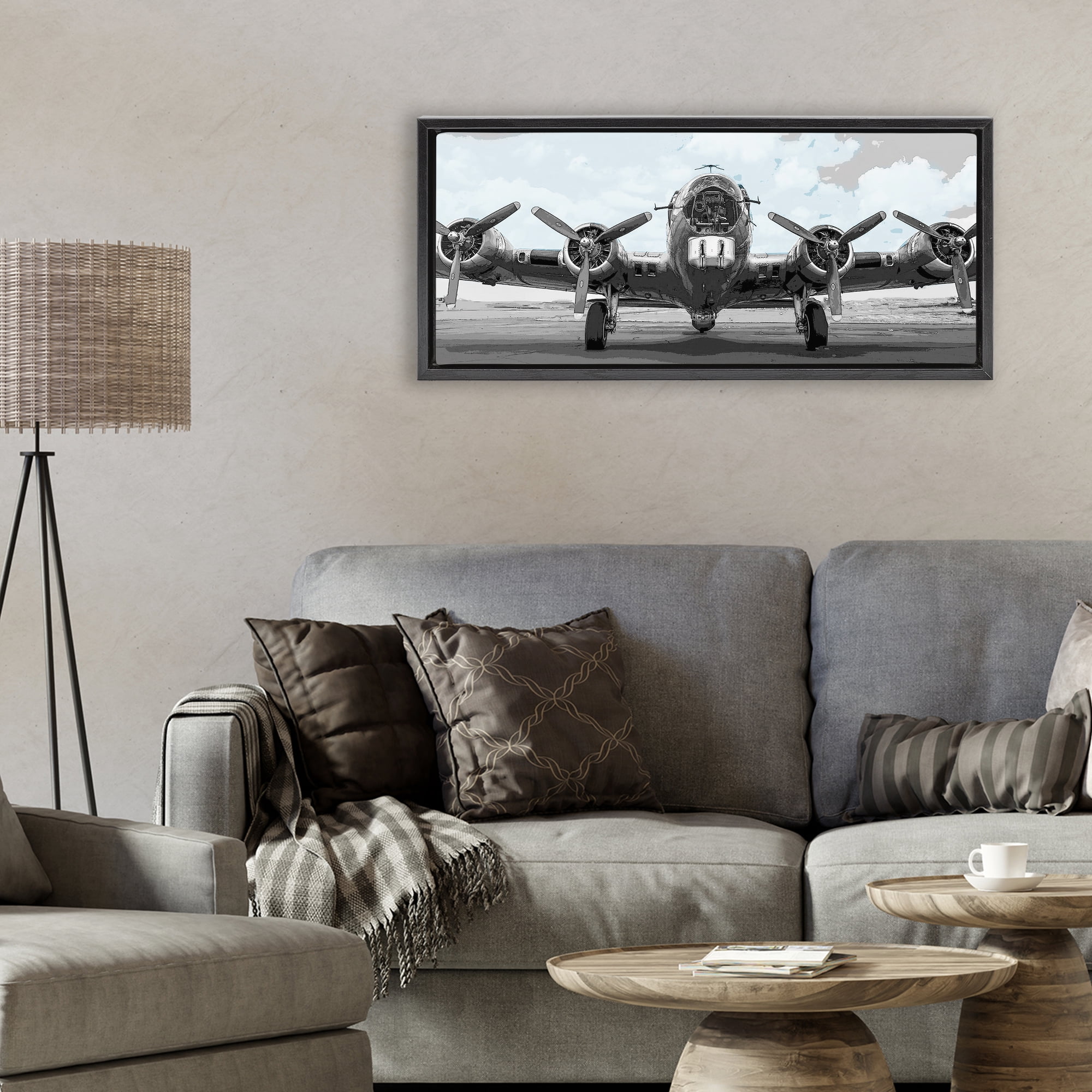 Stupell Industries Historic Aviation Aircraft Black Framed Floater Canvas Wall Art, design by Kim Allen