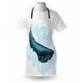 thumbnail image 3 of Whale Apron Big Happy Whale with Ornamental Striped Waves with Motto Artwork Print, Unisex Kitchen Bib Apron with Adjustable Neck for Cooking Baking Gardening, White Dark Blue and Blue, by Ambesonne, 3 of 3