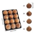 thumbnail image 3 of Vintage Christmas Ball Ornaments Set of 12, 8 cm Painted Embossed Baubles, Shaped Xmas Hanging Decorations for Tree and Wreath - Gold and Green, 3 of 6