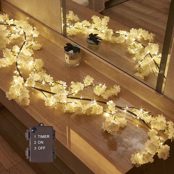 Temporizador de batería Hairui Cherry Blossom 96 LED de 1,8 m de Fairy Lights
