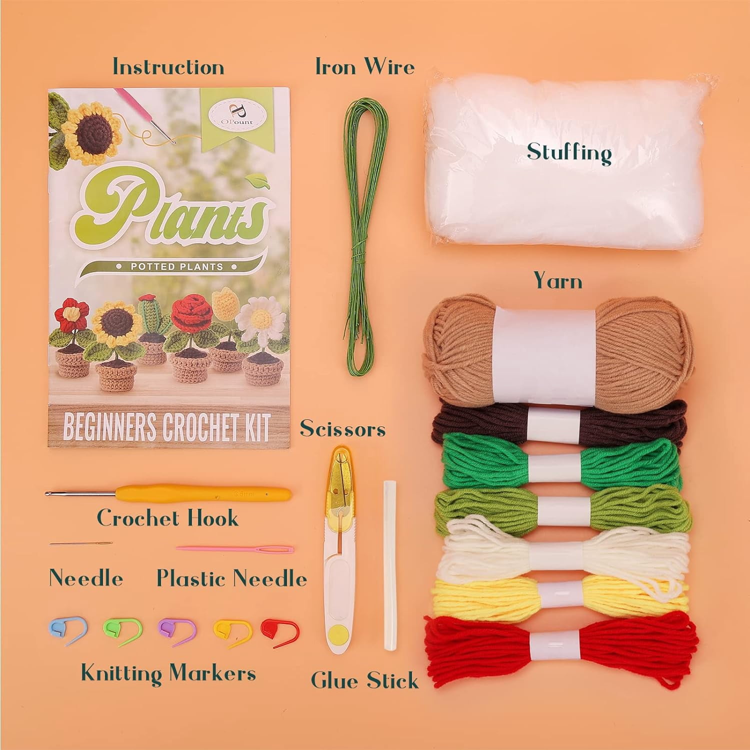 xinyi, Complete Crochet Kit, includes 6 PCS, Multicolor Yarn