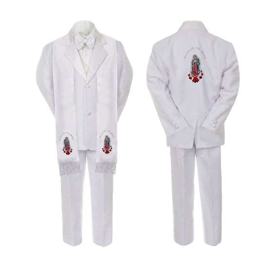 Baby Boy Christening Notch Lapel Suit Silver or Gold Mary On Stole & Back SM-20
