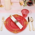 thumbnail image 2 of 175PCS Red Plastic Plates - Disposable Red Gold Party Plates & Pre Rolled Napkins with Cutlery for 25 Guests, 50Plates, 75Silverware, 25Cups, 25Napkin for Wedding & Party & Independence, 2 of 18